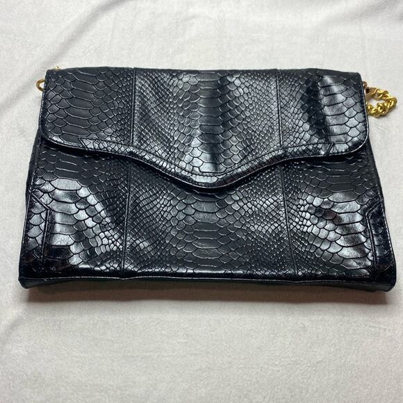 Rebecca Minkoff Black Animal Print Should Bag with Gold Hardware - Picture 1 of 6